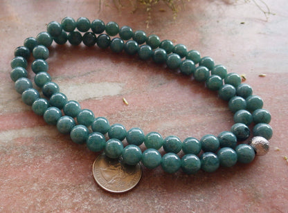 Certified Icy Green Burma 100% Natural A JADE Jadeite Bead Beads Necklace 26 inches 项链 645129  TN