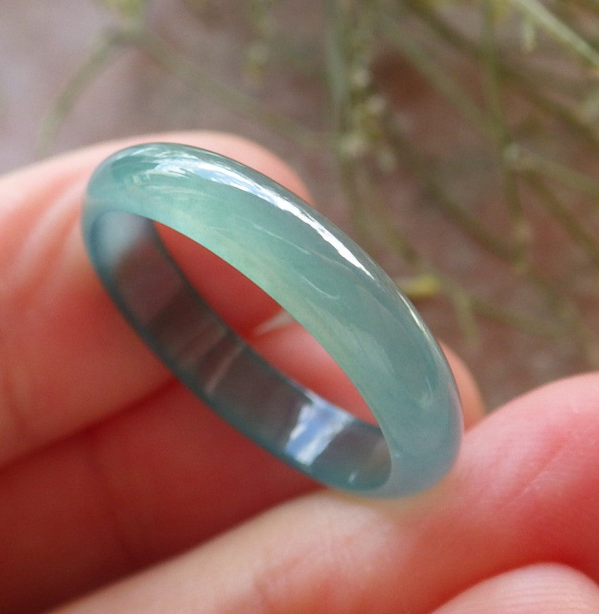 Certified Icy Green Burma 100% Natural A JADE Jadeite Circle RING USA. 9 戒指 645147  TN