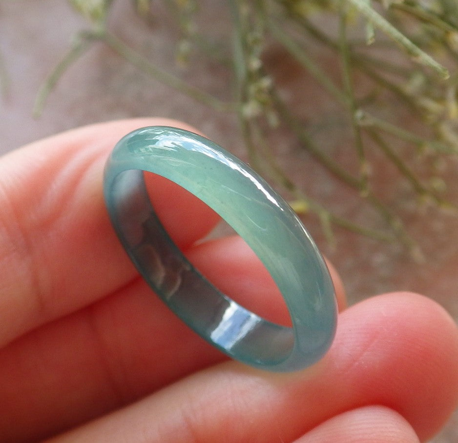 Certified Icy Green Burma 100% Natural A JADE Jadeite Circle RING USA. 9 戒指 645147  TN