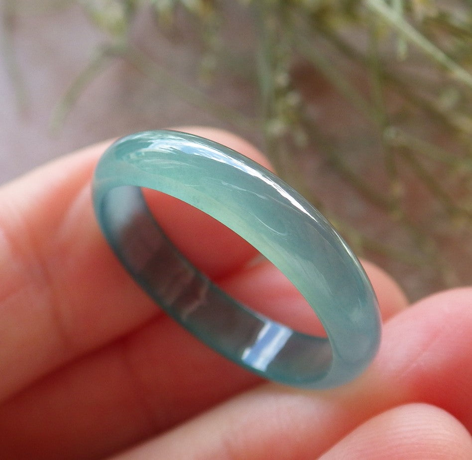 Certified Icy Green Burma 100% Natural A JADE Jadeite Circle RING USA. 9 戒指 645147  TN