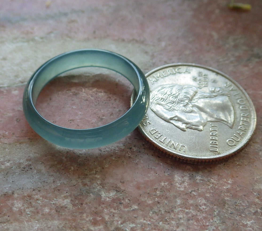 Certified Icy Green Burma 100% Natural A JADE Jadeite Circle RING USA. 9 戒指 645147  TN
