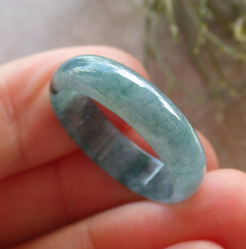 Certified Icy Green Burma 100% Natural A JADE Jadeite Circle RING USA. 8.25 戒指 645217  TN