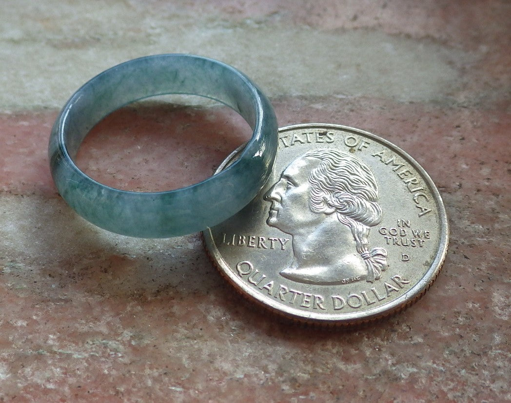 Certified Icy Green Burma 100% Natural A JADE Jadeite Circle RING USA. 8.25 戒指 645217  TN