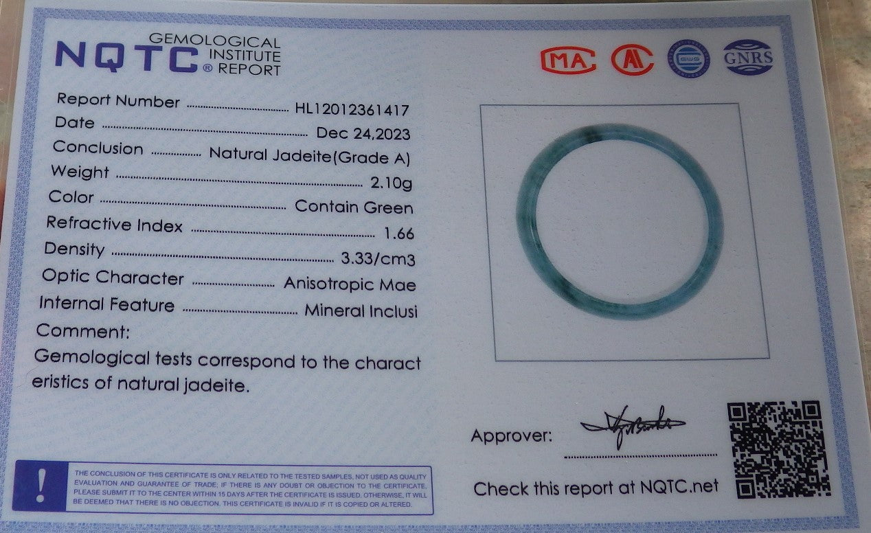 Certified Icy Green Burma 100% Natural A JADE Jadeite Circle RING USA. 8.25 戒指 645217  TN