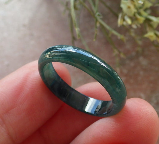 Certified Icy Green Burma 100% Natural A JADE Jadeite Circle RING USA. 7 戒指 645234  TN