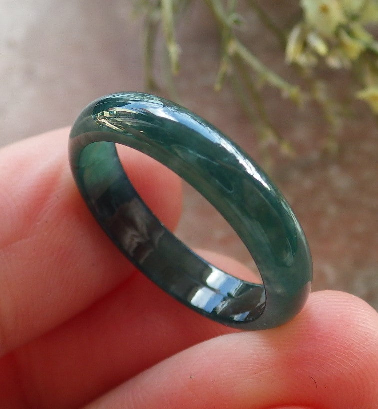 Certified Icy Green Burma 100% Natural A JADE Jadeite Circle RING USA. 7 戒指 645234  TN