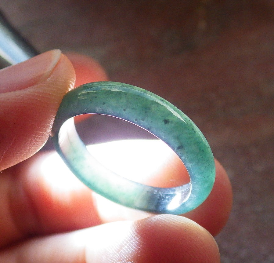 Certified Icy Green Burma 100% Natural A JADE Jadeite Circle RING USA. 7 戒指 645234  TN