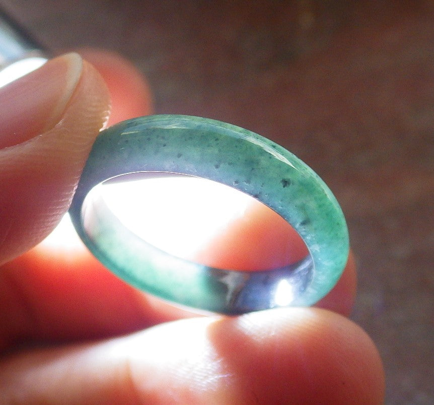Certified Icy Green Burma 100% Natural A JADE Jadeite Circle RING USA. 7 戒指 645234  TN