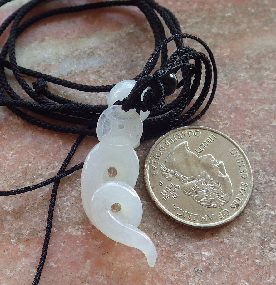 Certified Icy White Burma 100% Natural A Jade jadeite pendant Snake Money Coin Necklace 招财蛇 645250  TN