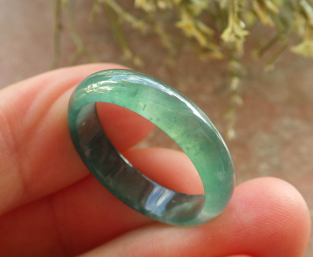 Certified Icy Green Burma 100% Natural A JADE Jadeite Circle RING USA. 8 戒指 645256  TN
