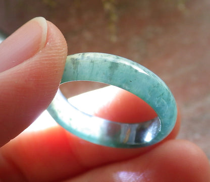Certified Icy Green Burma 100% Natural A JADE Jadeite Circle RING USA. 8 戒指 645256  TN