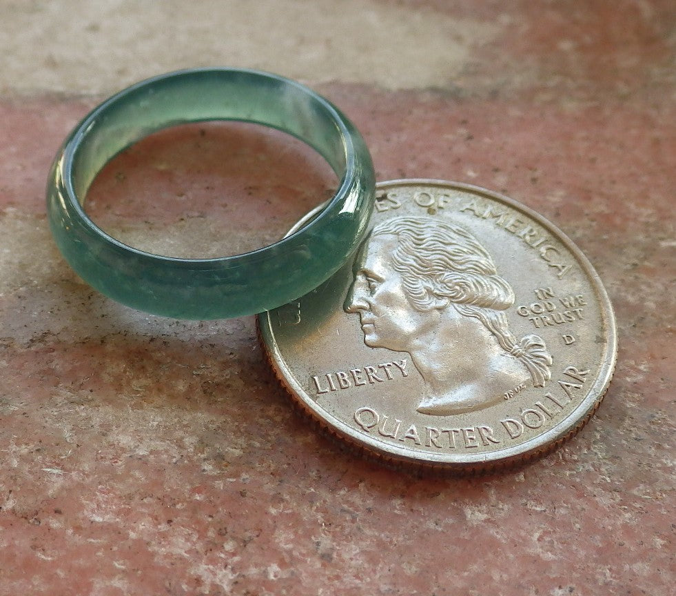 Certified Icy Green Burma 100% Natural A JADE Jadeite Circle RING USA. 8 戒指 645256  TN