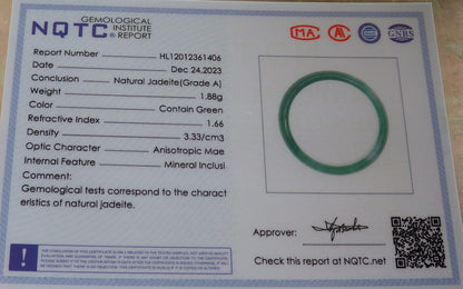 Certified Icy Green Burma 100% Natural A JADE Jadeite Circle RING USA. 8 戒指 645256  TN