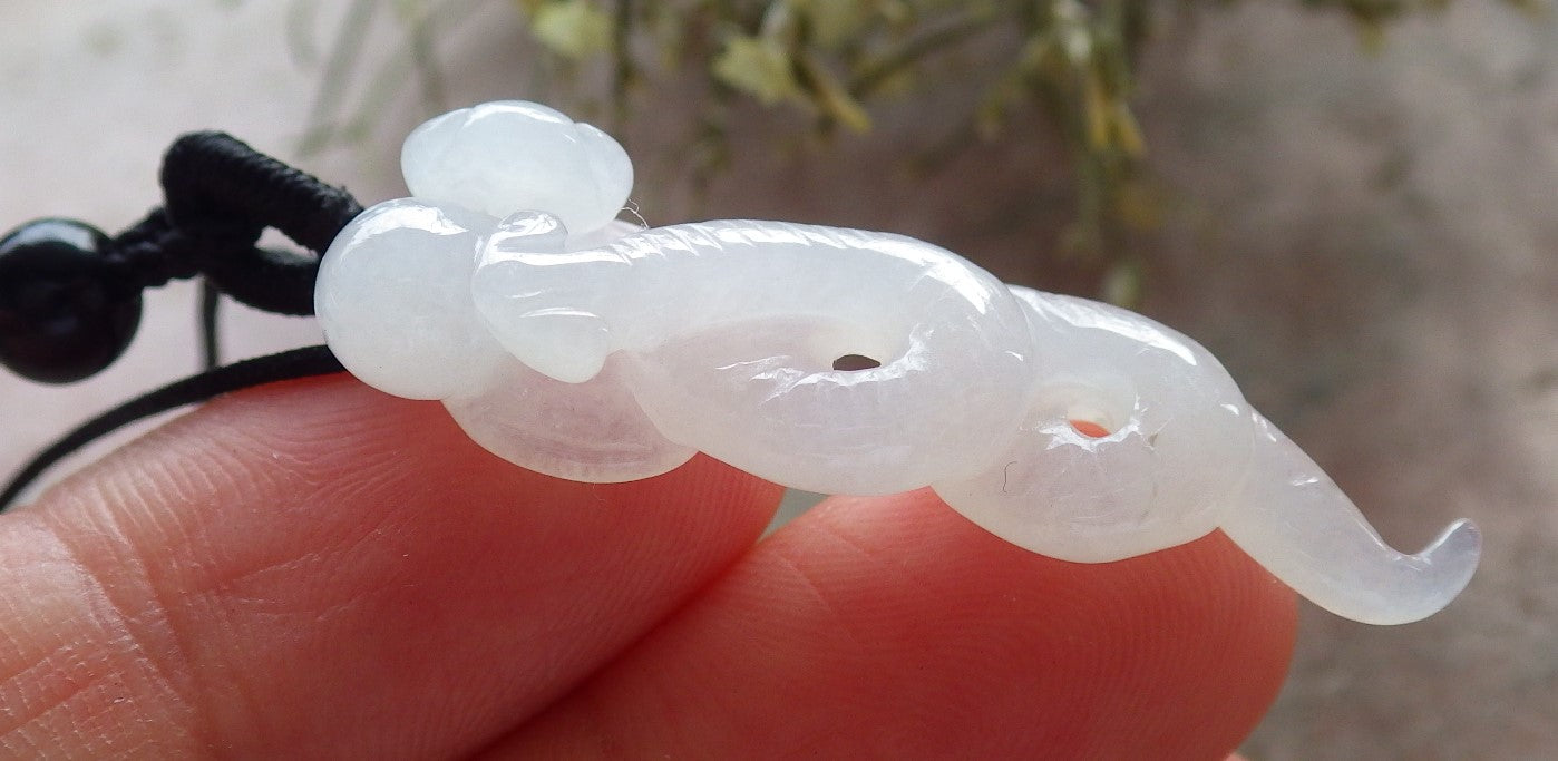 Certified Icy White Burma 100% Natural A Jade jadeite pendant Snake Money Coin Necklace 招财蛇 645362 TN