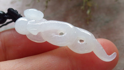 Certified Icy White Burma 100% Natural A Jade jadeite pendant Snake Money Coin Necklace 招财蛇 645362 TN