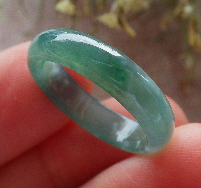 Certified Icy Green Burma 100% Natural A JADE Jadeite  Circle RING USA. 7.25 戒指 645372 TN