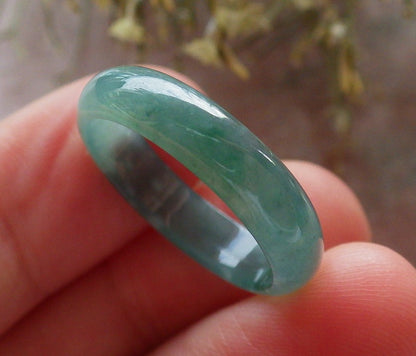 Certified Icy Green Burma 100% Natural A JADE Jadeite  Circle RING USA. 7.25 戒指 645372 TN