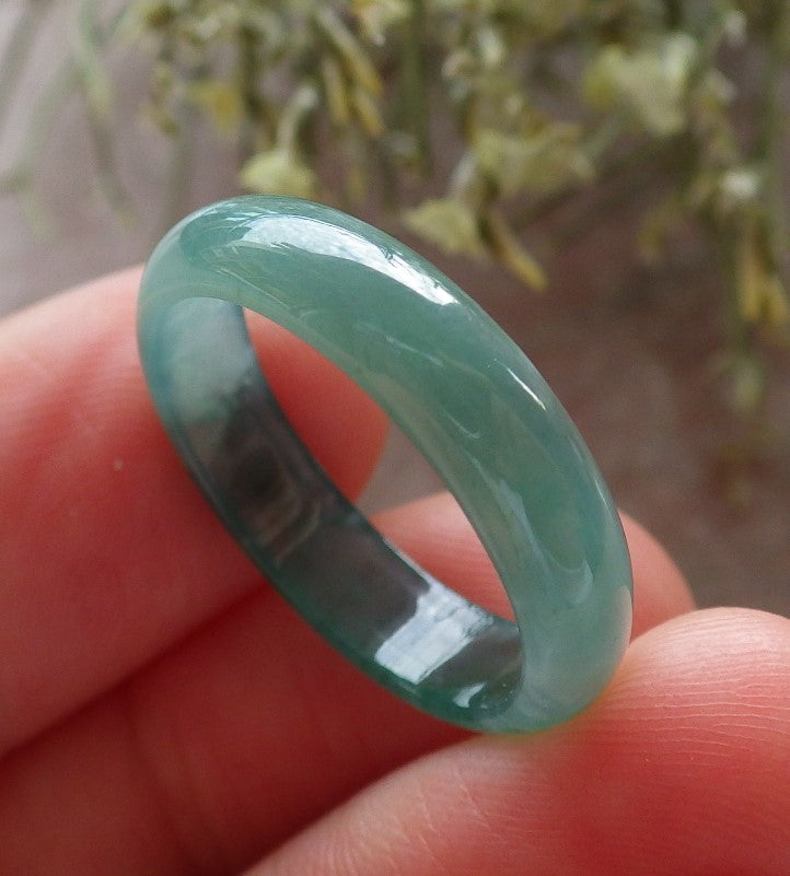 Certified Icy Green Burma 100% Natural A JADE Jadeite  Circle RING USA. 7.25 戒指 645372 TN
