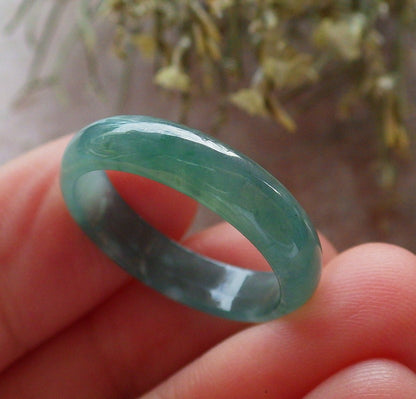 Certified Icy Green Burma 100% Natural A JADE Jadeite  Circle RING USA. 7.25 戒指 645372 TN