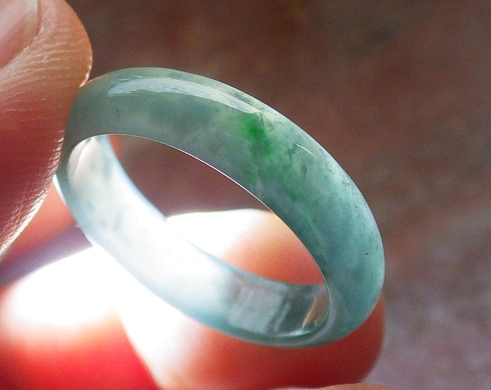 Certified Icy Green Burma 100% Natural A JADE Jadeite  Circle RING USA. 7.25 戒指 645372 TN