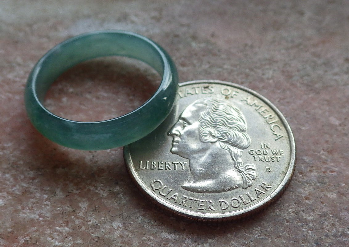 Certified Icy Green Burma 100% Natural A JADE Jadeite  Circle RING USA. 7.25 戒指 645372 TN