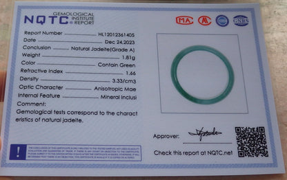 Certified Icy Green Burma 100% Natural A JADE Jadeite  Circle RING USA. 7.25 戒指 645372 TN