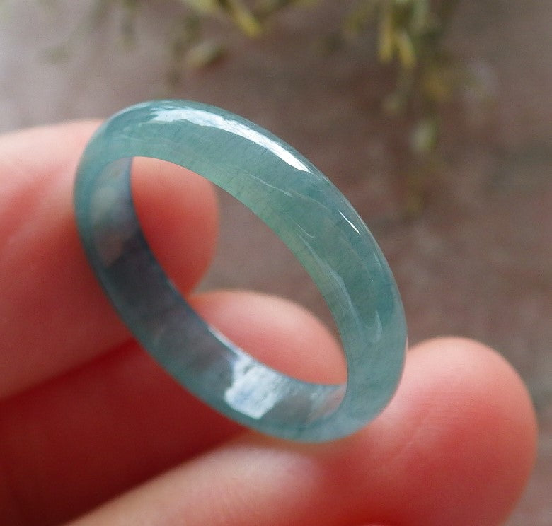 Certified Icy Green Burma 100% Natural A JADE Jadeite Circle RING USA. 8 戒指 645381 TN