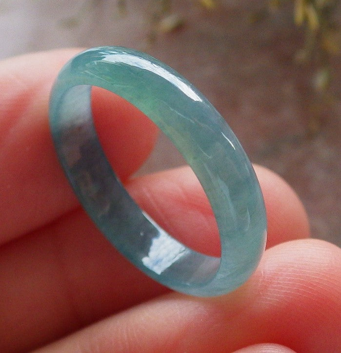Certified Icy Green Burma 100% Natural A JADE Jadeite Circle RING USA. 8 戒指 645381 TN