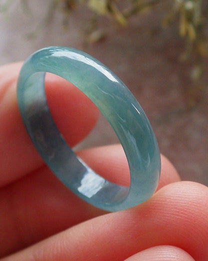 Certified Icy Green Burma 100% Natural A JADE Jadeite Circle RING USA. 8 戒指 645381 TN