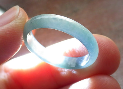 Certified Icy Green Burma 100% Natural A JADE Jadeite Circle RING USA. 8 戒指 645381 TN