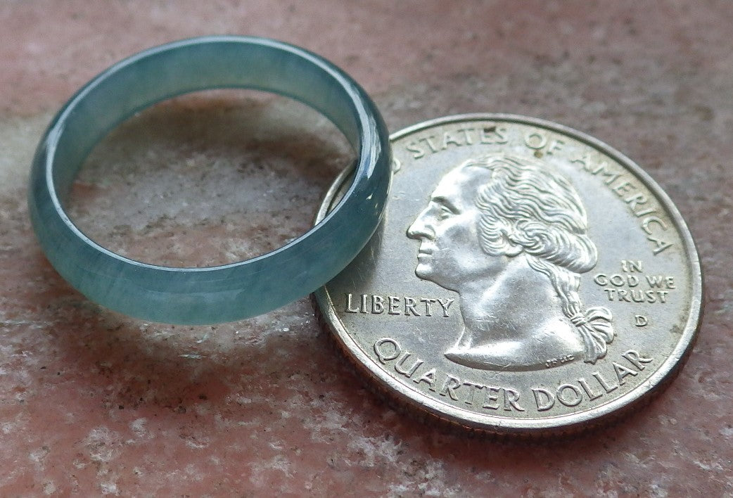 Certified Icy Green Burma 100% Natural A JADE Jadeite Circle RING USA. 8 戒指 645381 TN