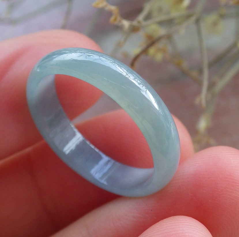 Certified Icy Green Burma 100% Natural A JADE Jadeite Circle RING USA. 7.75 戒指 645482 TN