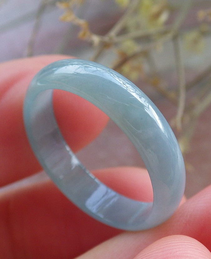 Certified Icy Green Burma 100% Natural A JADE Jadeite Circle RING USA. 7.75 戒指 645482 TN