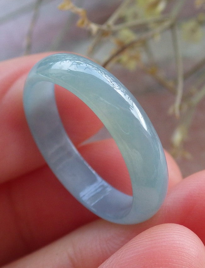 Certified Icy Green Burma 100% Natural A JADE Jadeite Circle RING USA. 7.75 戒指 645482 TN