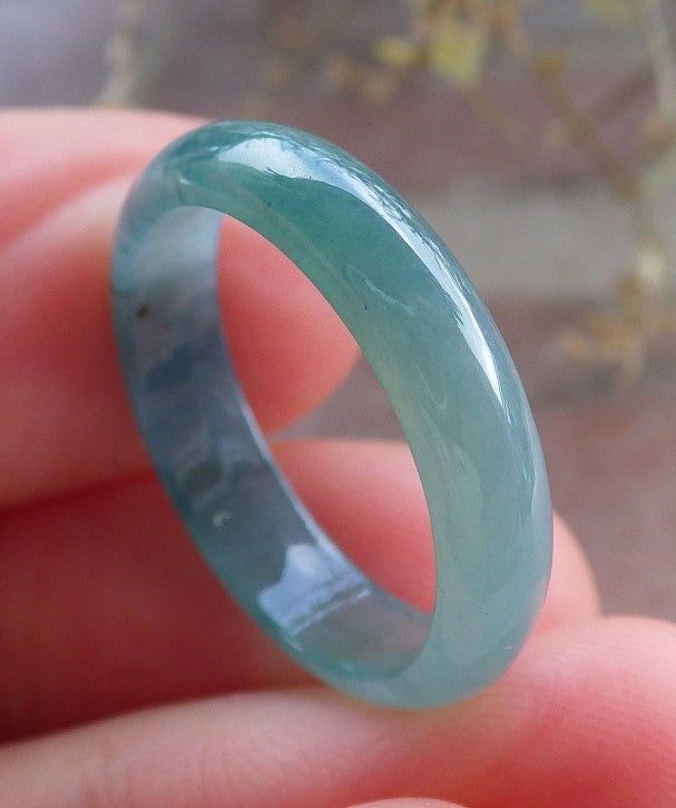 Certified Icy Green Burma 100% Natural A JADE Jadeite Circle RING USA. 6.5 戒指 645489 TN