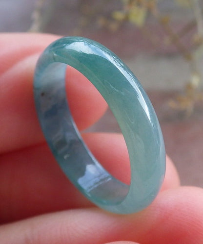 Certified Icy Green Burma 100% Natural A JADE Jadeite Circle RING USA. 6.5 戒指 645489 TN