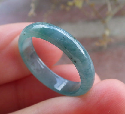 Certified Icy Green Burma 100% Natural A JADE Jadeite Circle RING USA. 6.5 戒指 645489 TN