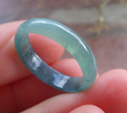 Certified Icy Green Burma 100% Natural A JADE Jadeite Circle RING USA. 6.5 戒指 645489 TN