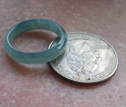 Certified Icy Green Burma 100% Natural A JADE Jadeite Circle RING USA. 6.5 戒指 645489 TN