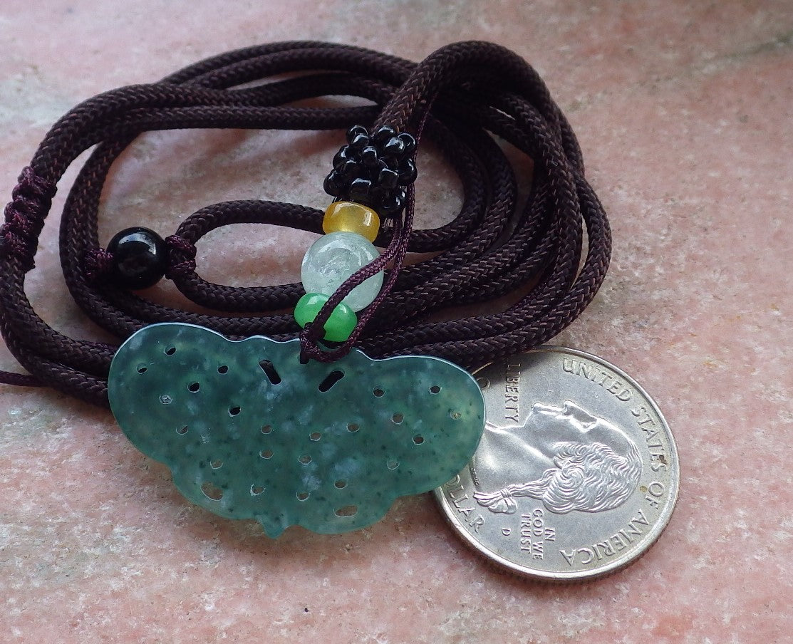 Certified Icy Green Burma 100% Natural A Jade jadeite Pendant Butterfly Neckace 蝴蝶 645507 TN