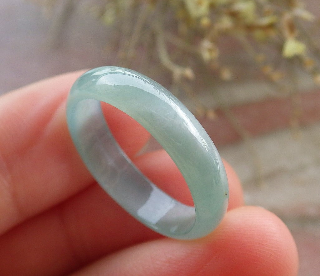 Certified Icy Green Burma 100% Natural A JADE Jadeite Circle RING USA. 7.75 戒指 645561 TN