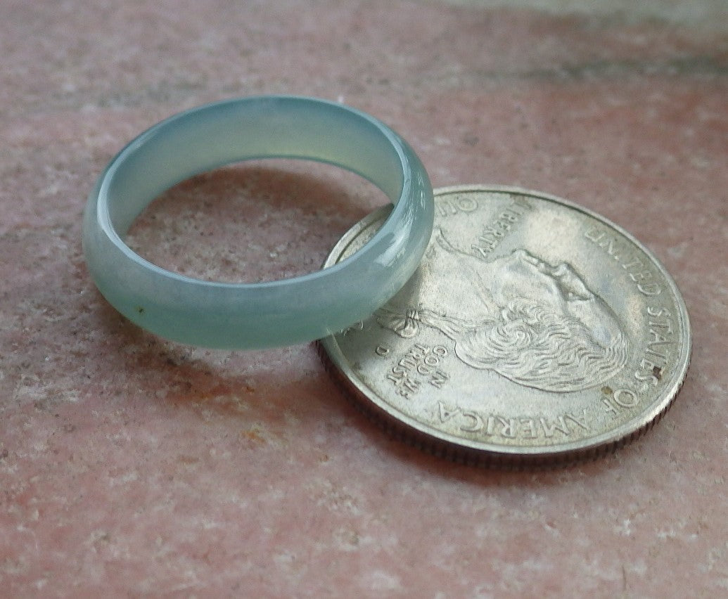 Certified Icy Green Burma 100% Natural A JADE Jadeite Circle RING USA. 7.75 戒指 645561 TN