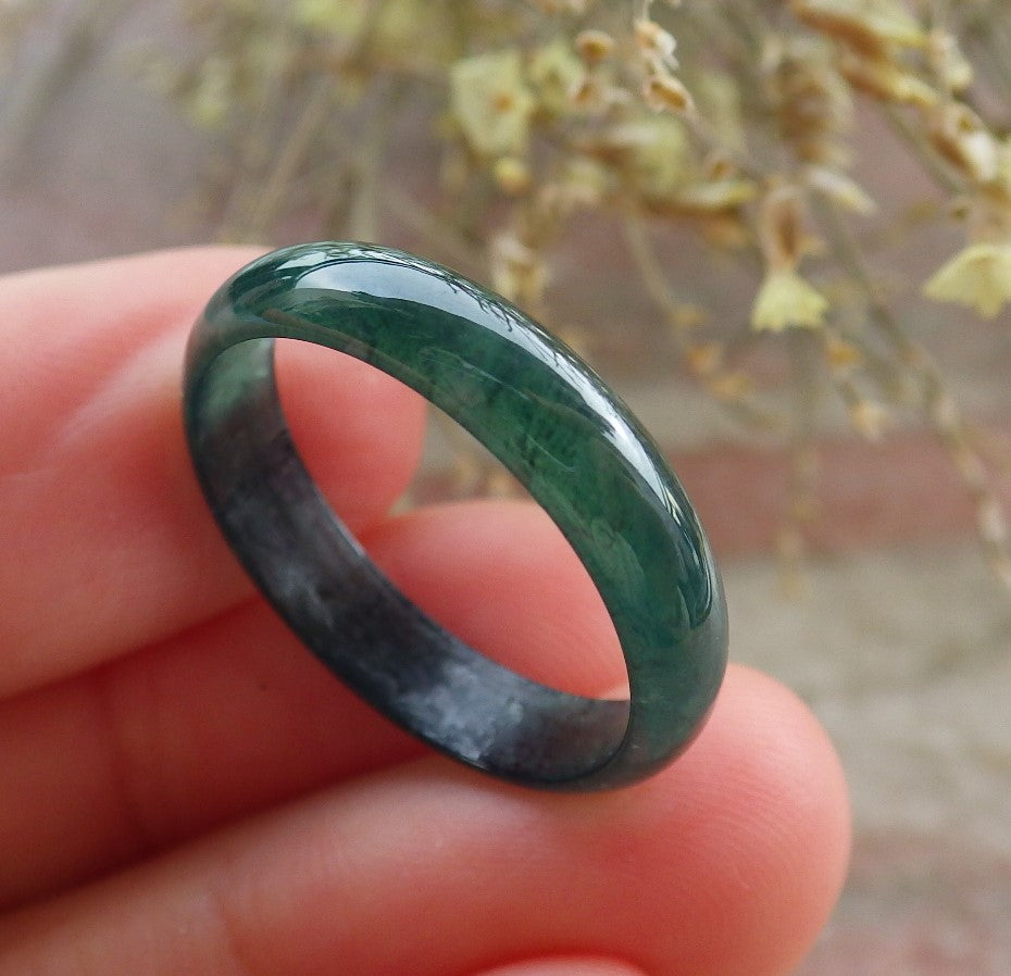 Certified Icy Green Burma 100% Natural A JADE Jadeite Circle RING USA. 8.5 戒指 645569 TN