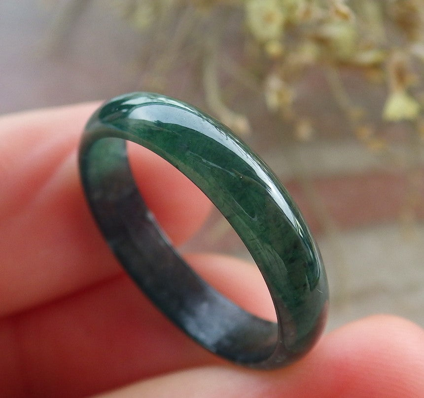 Certified Icy Green Burma 100% Natural A JADE Jadeite Circle RING USA. 8.5 戒指 645569 TN