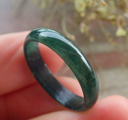 Certified Icy Green Burma 100% Natural A JADE Jadeite Circle RING USA. 8.5 戒指 645569 TN