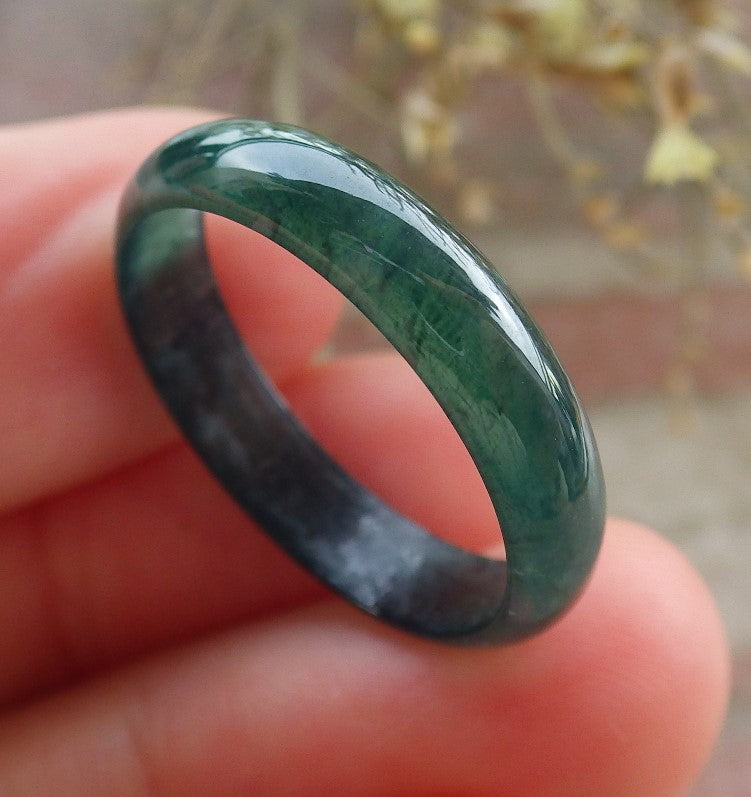 Certified Icy Green Burma 100% Natural A JADE Jadeite Circle RING USA. 8.5 戒指 645569 TN
