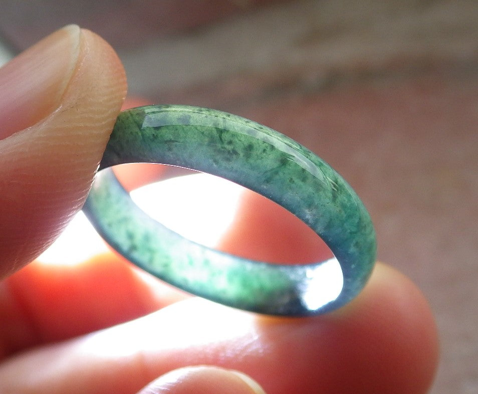 Certified Icy Green Burma 100% Natural A JADE Jadeite Circle RING USA. 8.5 戒指 645569 TN