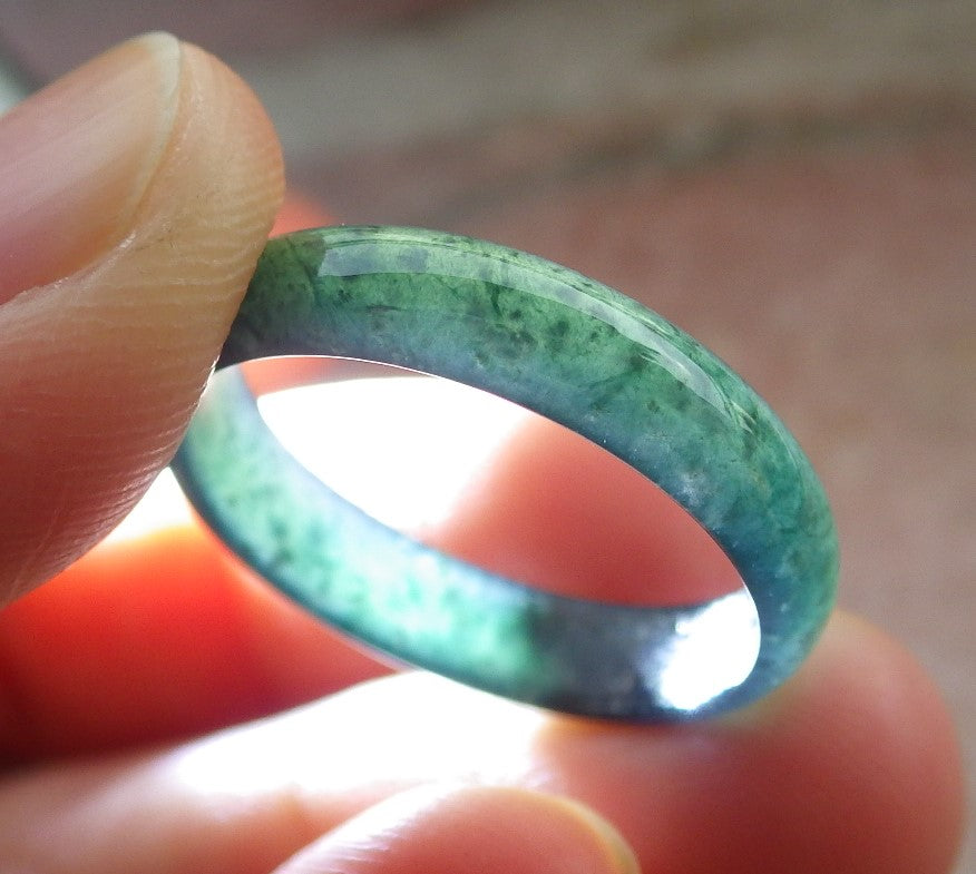 Certified Icy Green Burma 100% Natural A JADE Jadeite Circle RING USA. 8.5 戒指 645569 TN