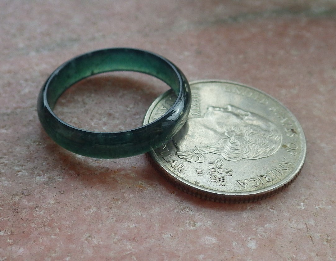 Certified Icy Green Burma 100% Natural A JADE Jadeite Circle RING USA. 8.5 戒指 645569 TN