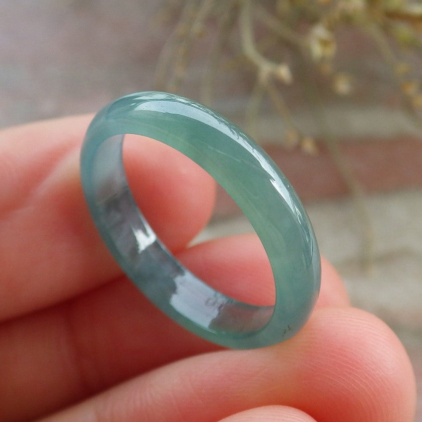 Certified Icy Green Burma 100% Natural A JADE Jadeite Circle RING USA. 7.25 戒指 645586 TN